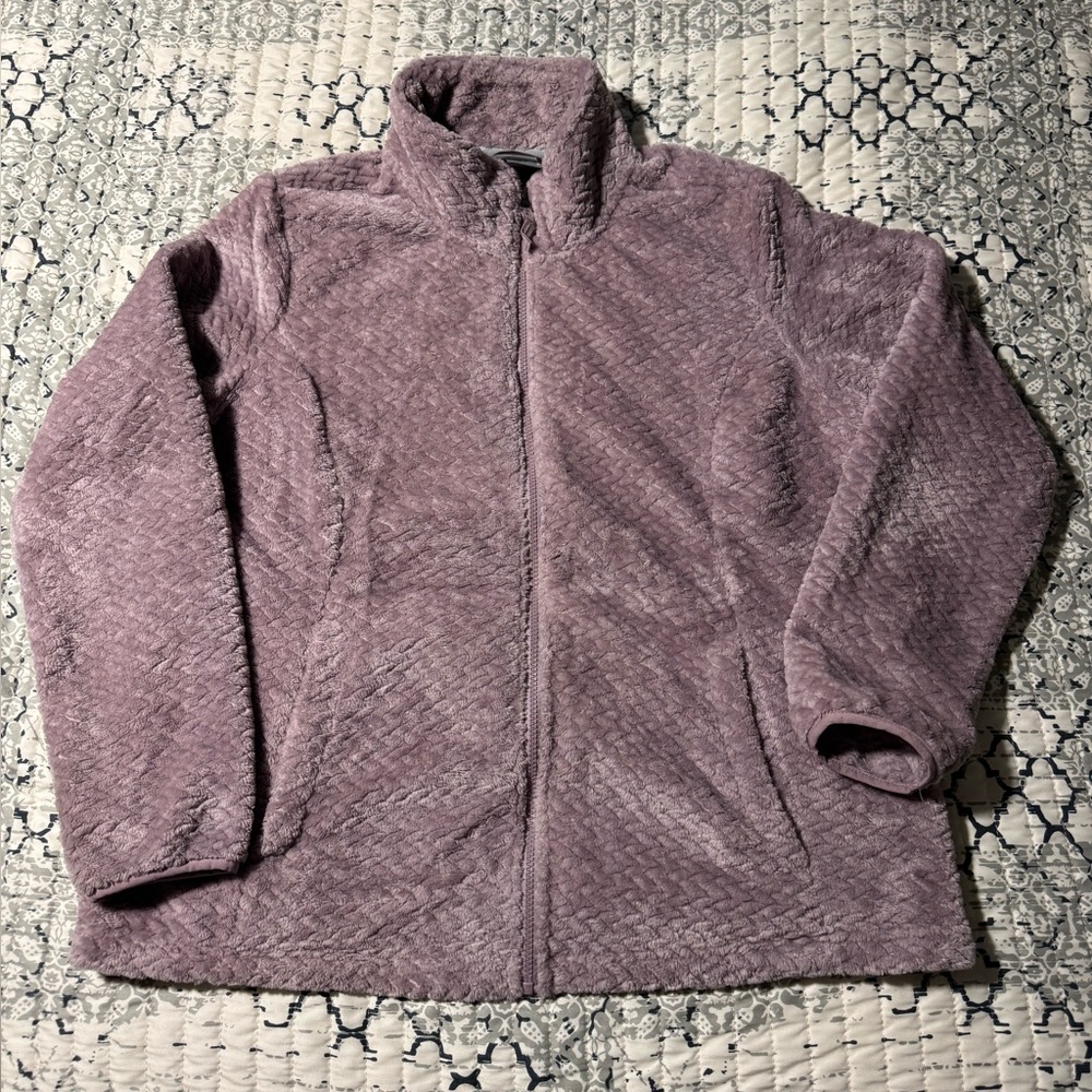 Free2B XL Thistle Pink Lavender Soft Faux Fur Zip Jacket